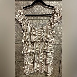 CHAUS Tiered Zebra Print Top